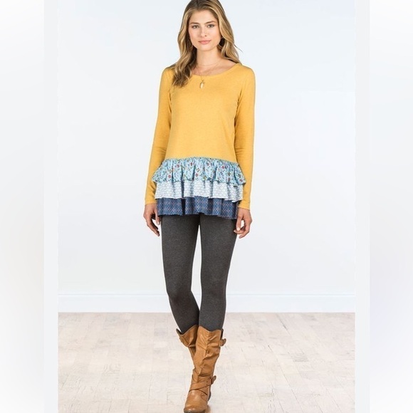 Matilda Jane Weekend Vibes Top Size XS Tunic Yellow Boho Mixed Print Floral - Picture 1 of 9